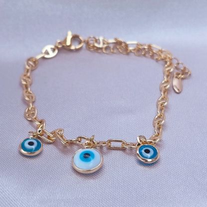 Imagen de Pulsera Tres Ojos Turcos Azules Talla 1704