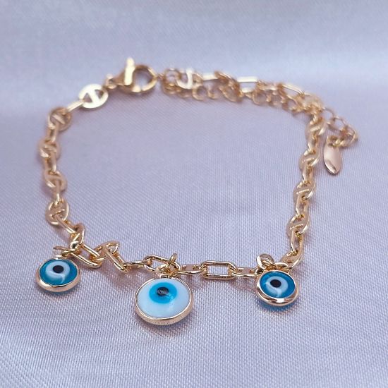 Imagen de Pulsera Tres Ojos Turcos Azules Talla 1704