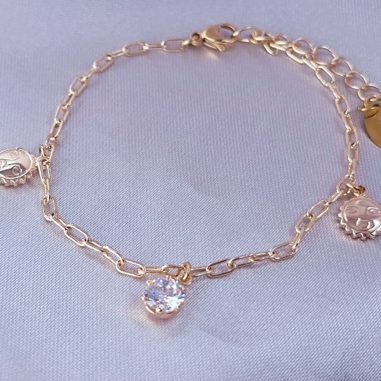 Imagen de Pulsera Dos Soles y una Circonia 1702