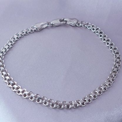 Imagen de Pulsera Tejido Bismark Dos Filas Oro Blanco Talla 1903