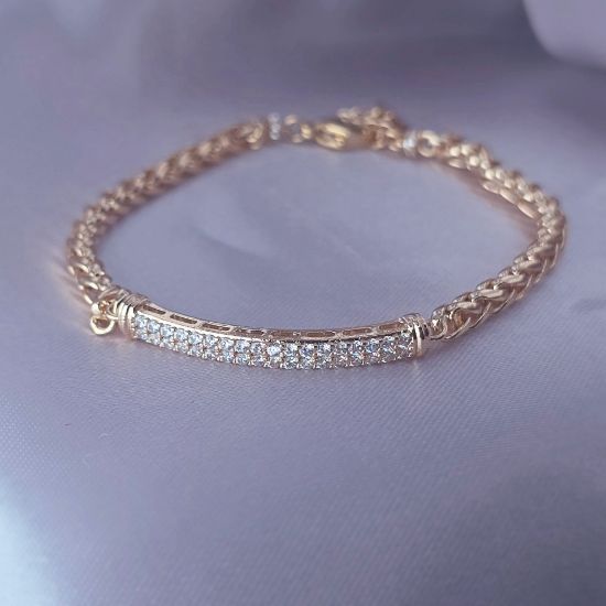 Imagen de Pulsera Esclava Brillos y Tejido Trigo
