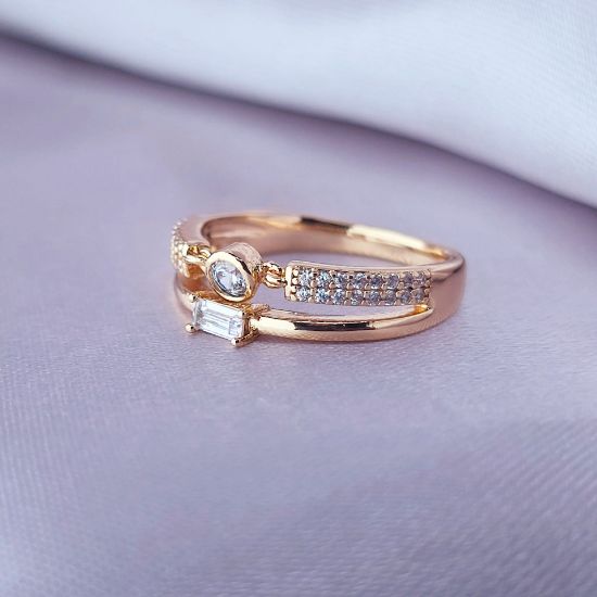 Imagen de Anillo Rectángulo y Círculo Talla 7