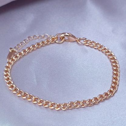 Imagen de Pulsera Tejido Barbada Cerrada en Oro Dorado Talla 2003