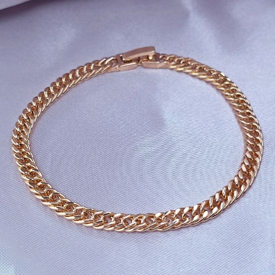 Imagen de Pulsera Tejido Barbada Cerrada en Oro Dorado Talla 2005