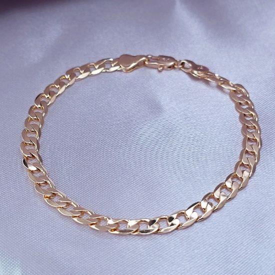 Imagen de Pulsera Tejido Barbada en Oro Dorado Talla 1905
