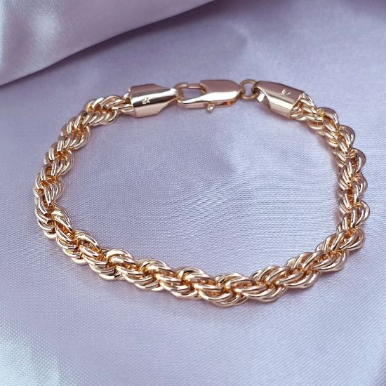 Imagen de Pulsera Tejido Cordón Salomónico o Torzal en Oro Dorado Talla 2006