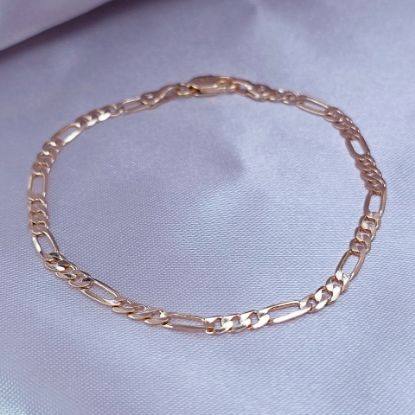 Imagen de Pulsera Tejido Cartier o Fígaro Oro Dorado Talla 1803