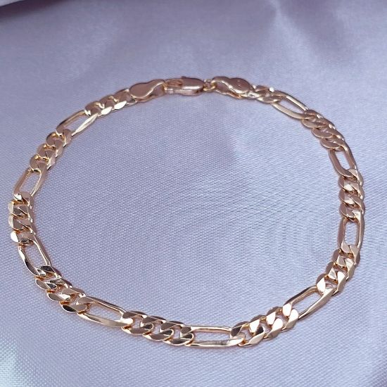 Imagen de Pulsera Tejido Cartier o Fígaro Oro Dorado Talla 2104