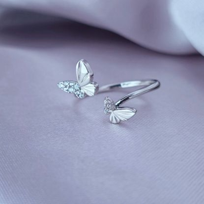 Imagen de Anillo Semiabierto Dos Mariposas 