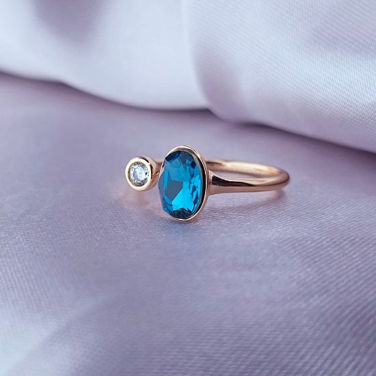 Imagen de Anillo Vibra Azul y Brillante Talla 6