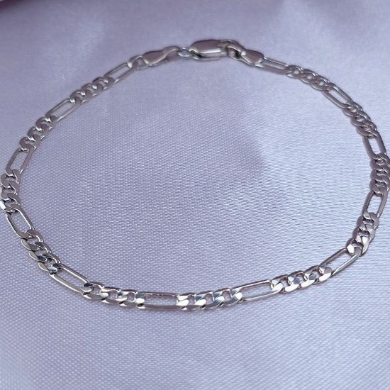 Imagen de Pulsera Tejido Cartier o Fígaro Oro Blanco Talla 1903