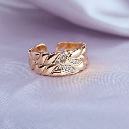 Imagen de Anillo Semiabierto Hojas Preciosas 