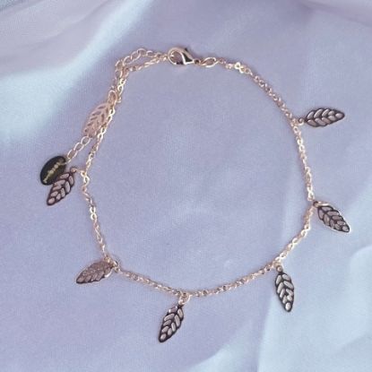 Imagen de Pulsera Tobillera Siete Hojas de Oro  2202