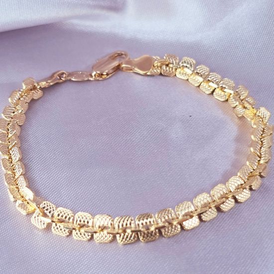 Imagen de Pulsera Tejido Quetzal Diamantada Oro Amarillo