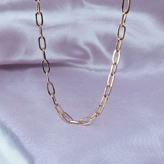 Imagen de Cadena Eslabón Rectangular Oro Dorado