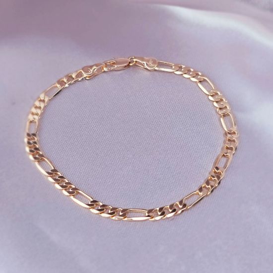 Imagen de Pulsera Tejido Cartier o Fígaro Oro Dorado Talla 2004
