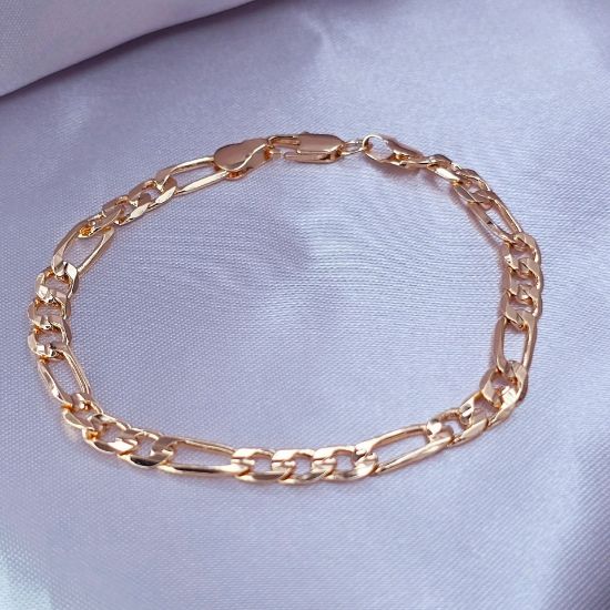 Imagen de Pulsera Tejido Cartier o Fígaro Oro Dorado Talla 2005