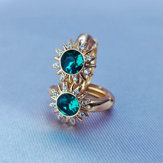 Imagen de Huggie Flor Swarovski Esmeralda