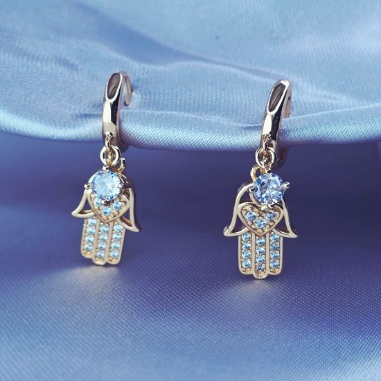 Imagen de Arete Mano de Fátima con Corazón
