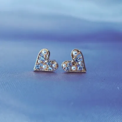 Imagen de Broquel Corazón Perlas Rosas
