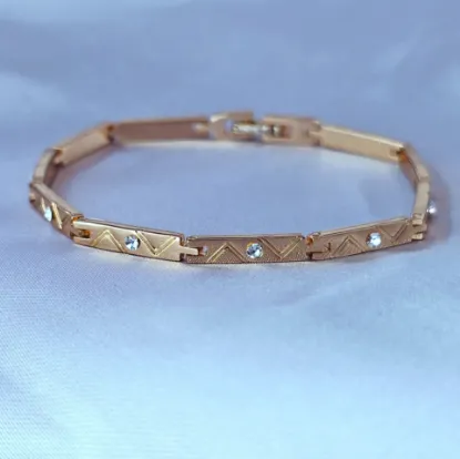 Imagen de Pulsera Vagones de Oro con Cristales  1803