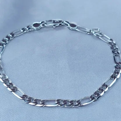Imagen de Pulsera Tejido Cartier o Fígaro Oro Blanco Talla 1904