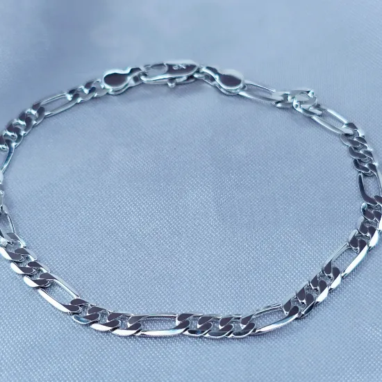 Imagen de Pulsera Tejido Cartier o Fígaro Oro Blanco Talla 1904