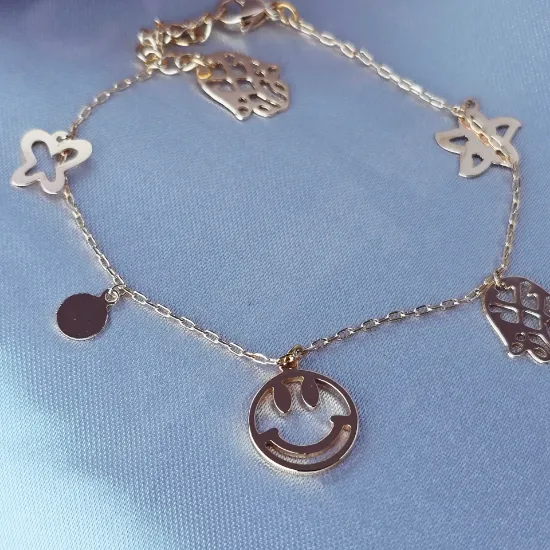 Imagen de Pulsera Carita Feliz Hamsa Mariposa Flor Talla 1702