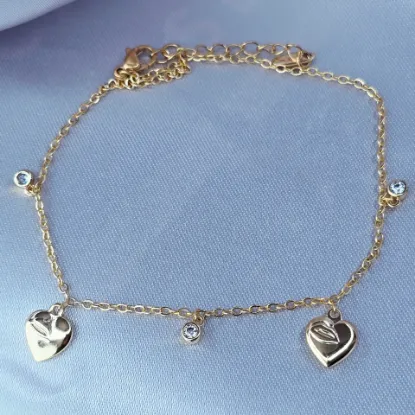 Imagen de Pulsera Corazones y Brillos Talla 2201