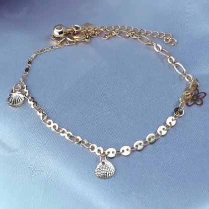 Imagen de Pulsera Tobillera Conchitas Flor y Corazón Talla 2502