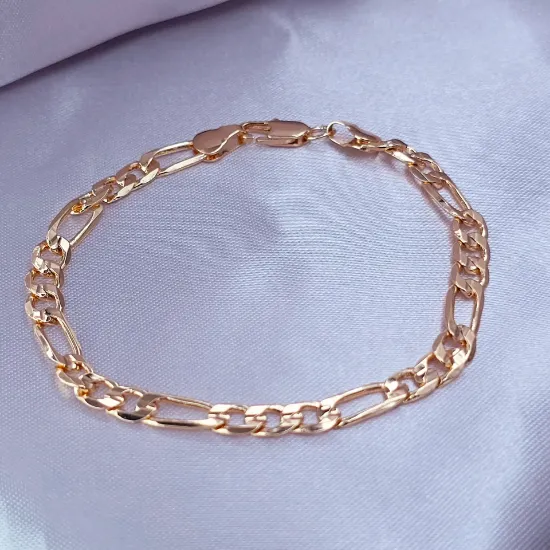 Imagen de Pulsera Tejido Cartier o Fígaro Oro Dorado Talla 2005