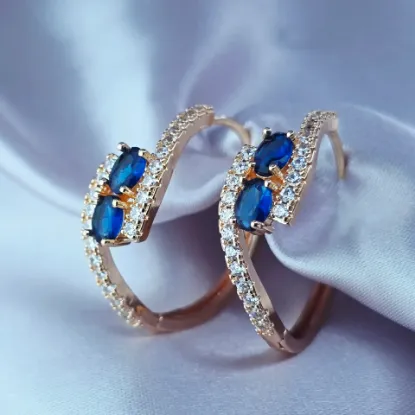Imagen de Arracada Dos Encuentros Azules