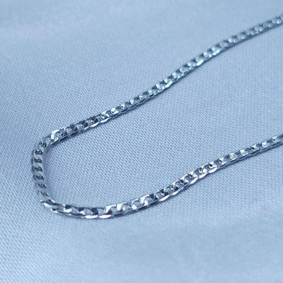 Imagen de Cadena Tejido Barabada Abierta Oro Blanco  4502