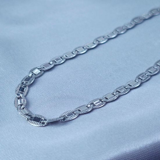 Imagen de Cadena Tejido Gucci Diamantada Oro Blanco  4504