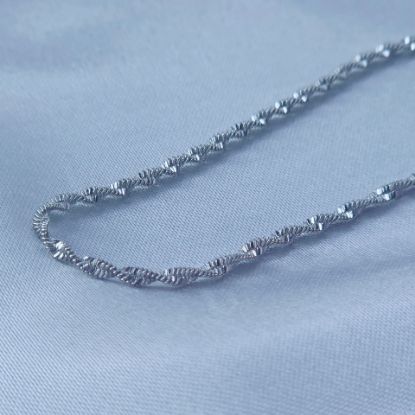 Imagen de Cadena Tejido Singapur Diamantada Oro Blanco  4502