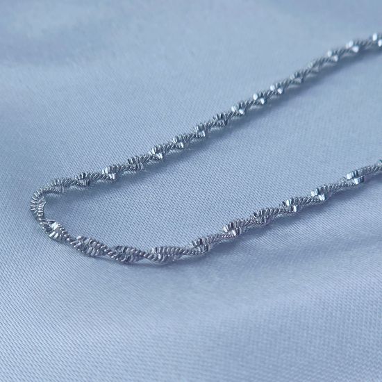 Imagen de Cadena Tejido Singapur Diamantada Oro Blanco  4502