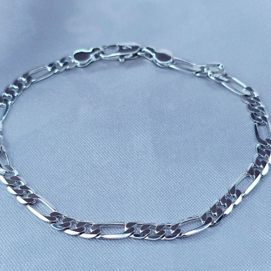 Imagen de Pulsera Tejido Cartier o Fígaro Oro Blanco  1804