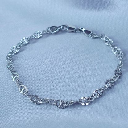 Imagen de Pulsera Tejido Gucci Diamantada Oro Blanco  1804