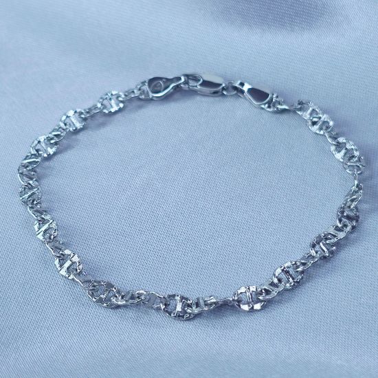 Imagen de Pulsera Tejido Gucci Diamantada Oro Blanco  1904