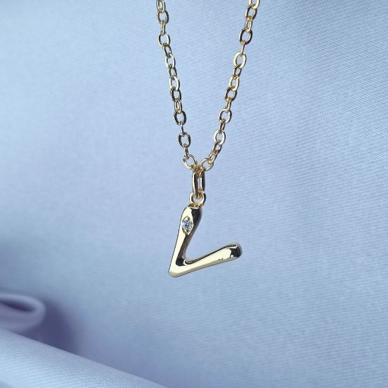Imagen de Collar con Pequeño Brillo Inicial V  4501