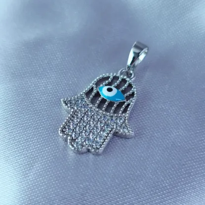 Imagen de Dije Hamsa con Ojo Azul Turco