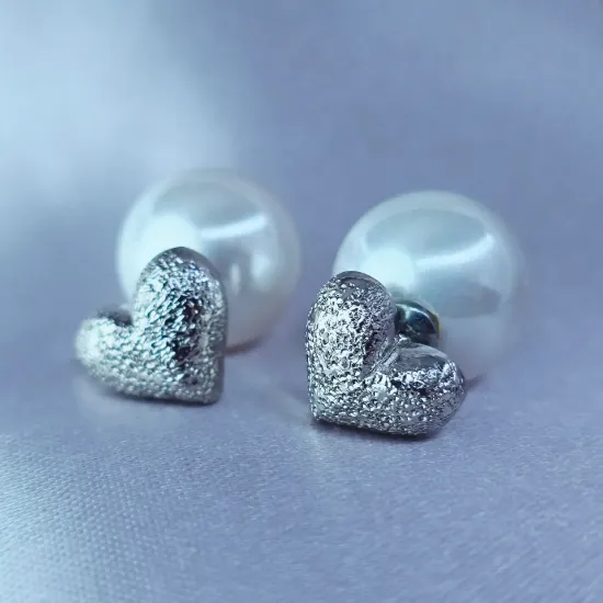 Imagen de Broquel Corazón Dimantado y Esfera de Perla