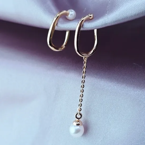 Imagen de Arete Clip Desigual Perla de Cristal