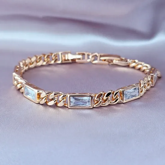 Imagen de Pulsera Cinco Rectángulos de Cristal  1605