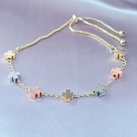 Imagen de Pulsera Ajustable Tréboles Combinados  2601