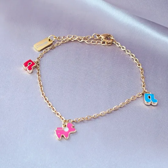 Imagen de Pulsera Caballo Fucsia y Notas Musicales  1701
