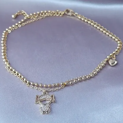 Imagen de Pulsera Tobillera Doble Mi Niña con Corazón  2201