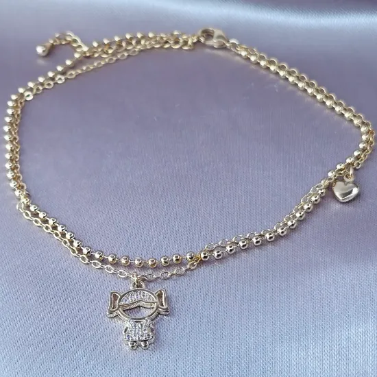 Imagen de Pulsera Tobillera Doble Mi Niña con Corazón  2201