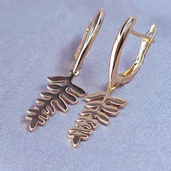 Imagen de Arete Hoja de Oro Deslumbrante