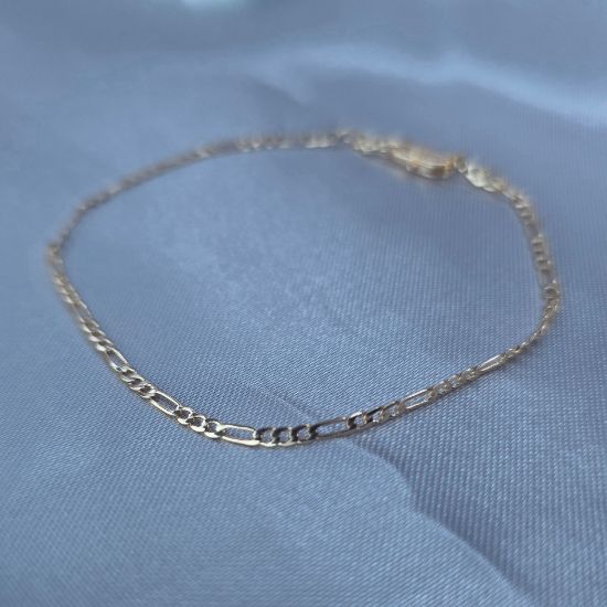 Imagen de Pulsera Tejido Cartier o Fígaro Oro Dorado Talla 1802